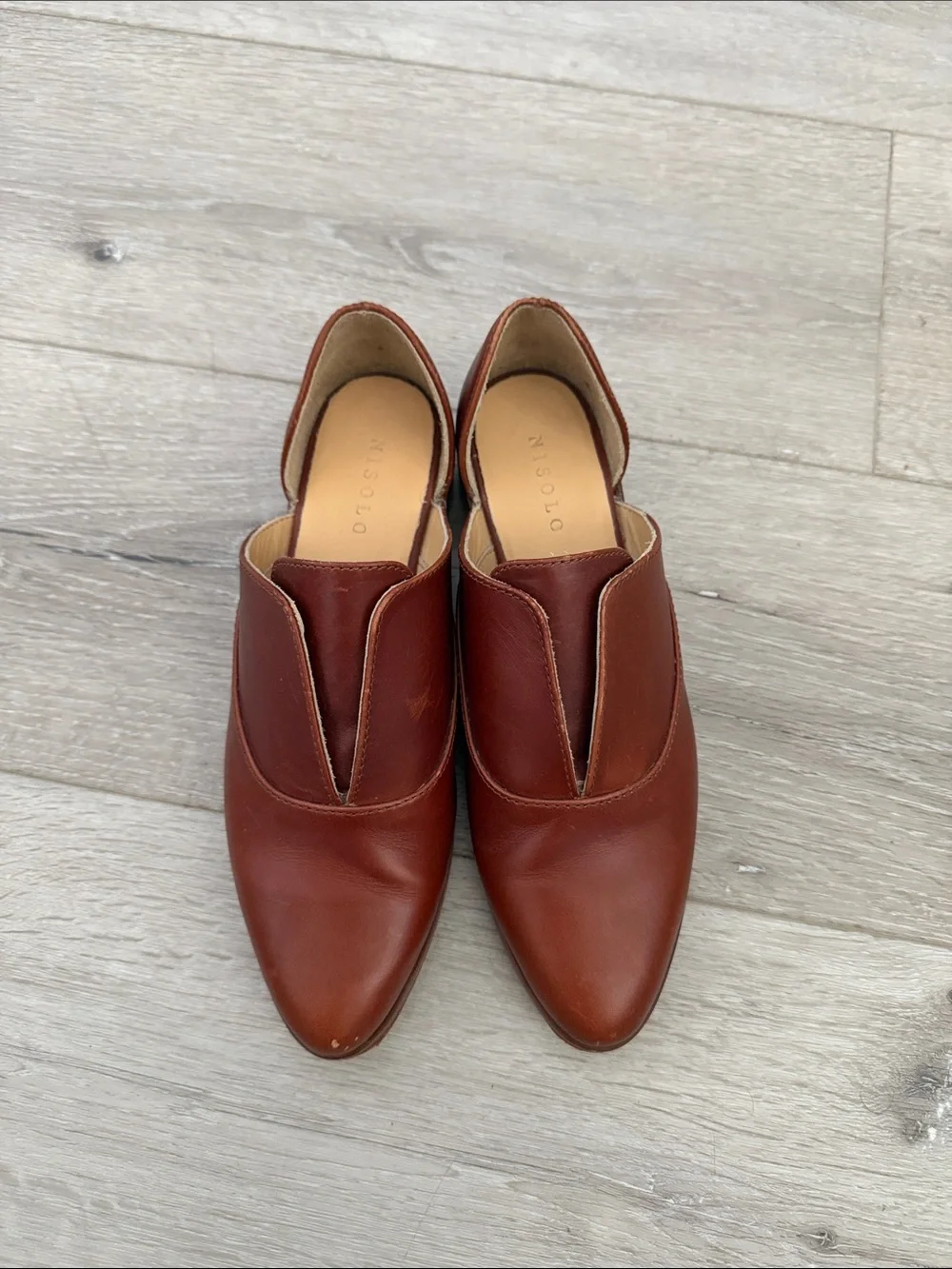 Nisolo Chestnut Brown Leather Pointed Slip-On Loafers